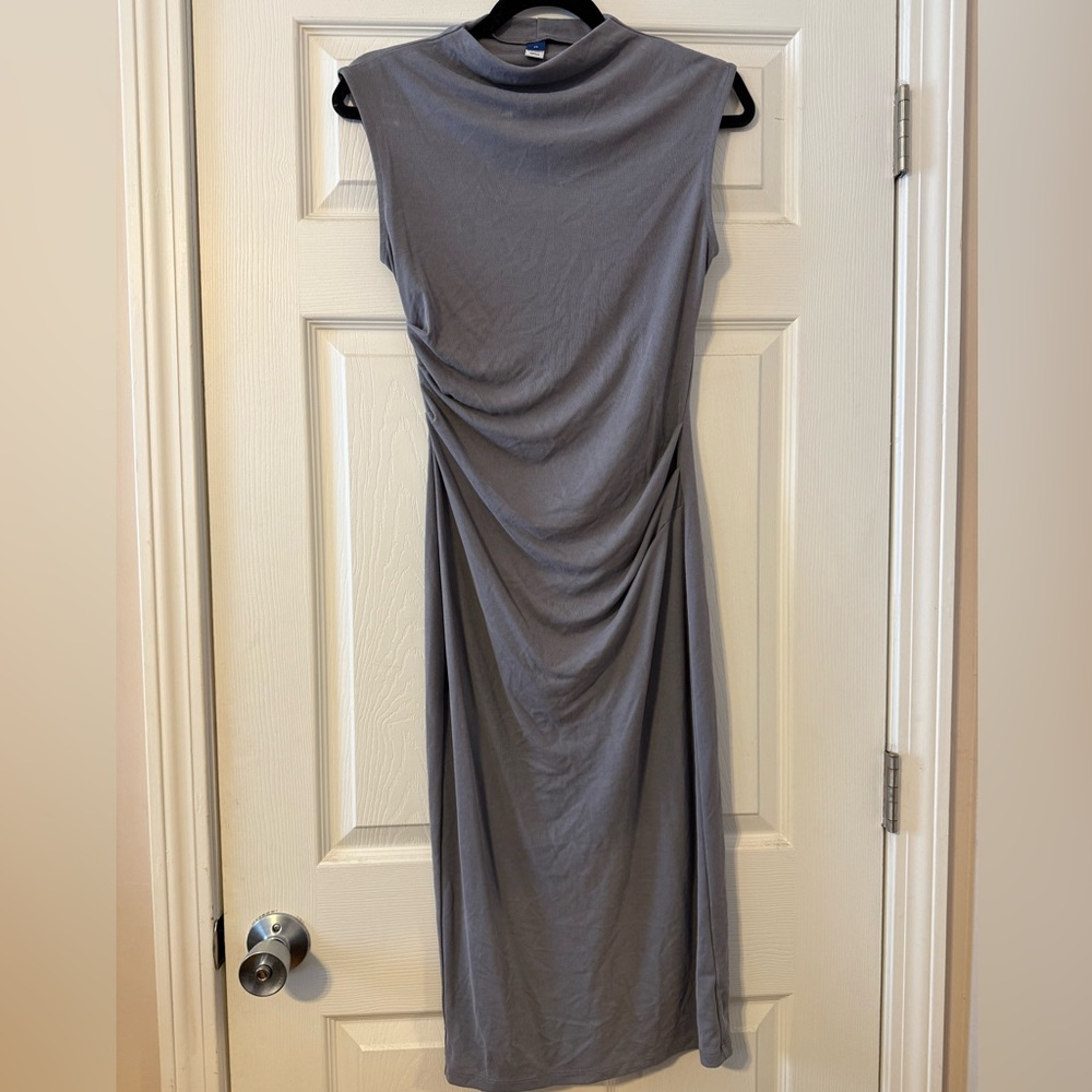 Ribbed Gray Sleeveless Dress